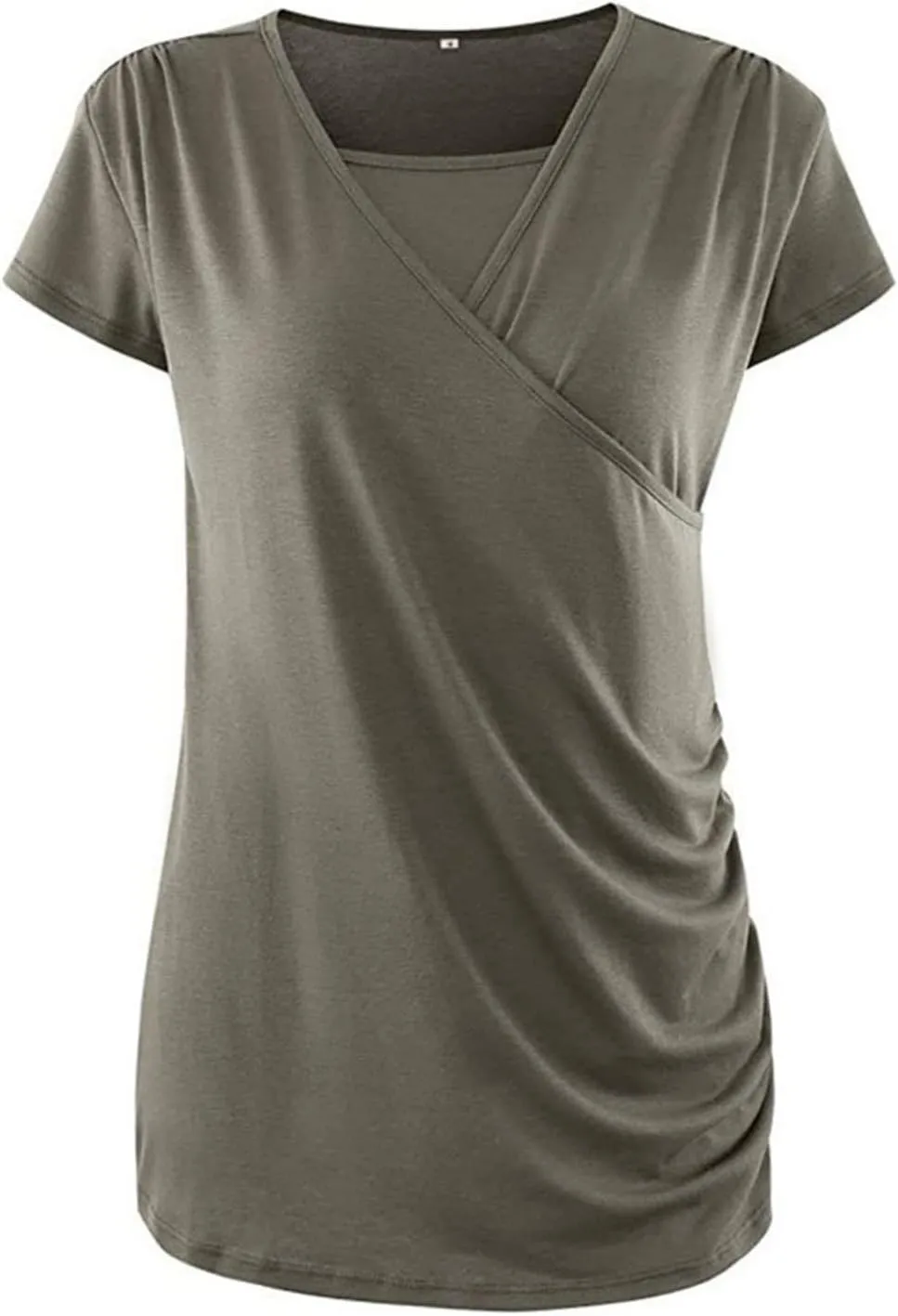 Ecavus 3PCS Women's Maternity Nursing Tops for Breastfeeding Short Sleeve Side Ruched Nursing Shirts