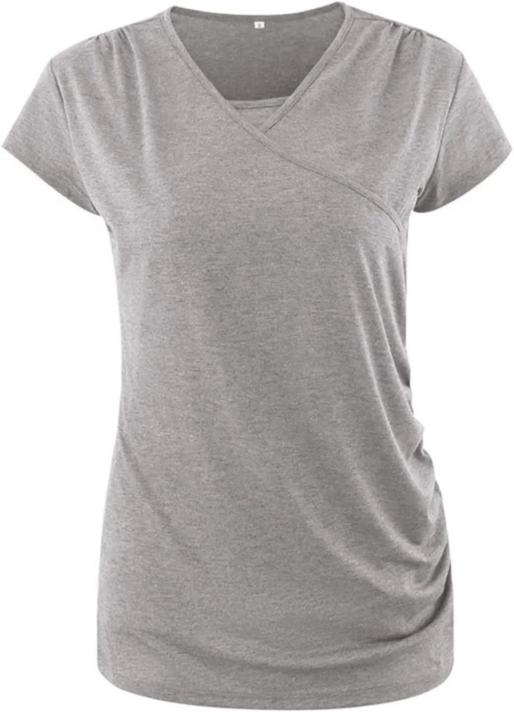 Ecavus 3PCS Women's Maternity Nursing Tops for Breastfeeding Short Sleeve Side Ruched Nursing Shirts