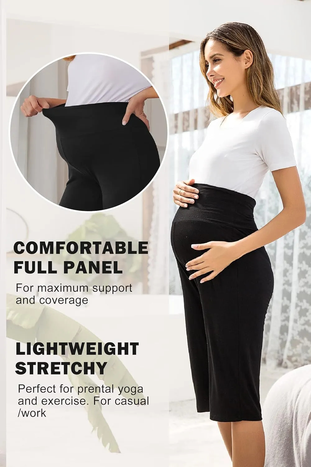 Ekouaer Maternity Shorts for Women Maternity Capris Yoga Pregnancy Short Pants Soft Joggers Lounge Bottoms S-XXXL