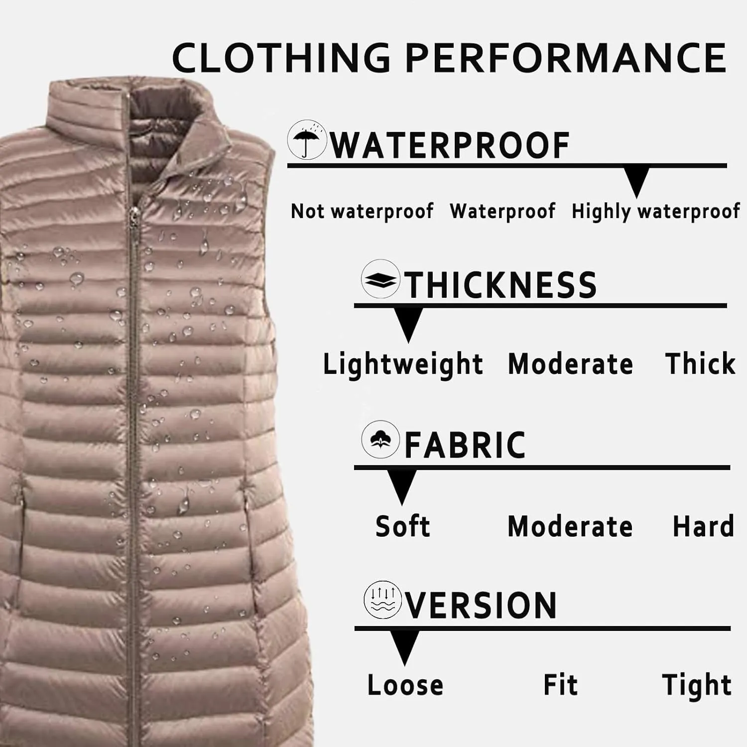 ELFJOY Women's Mid Long Down Vest Lightweight Puffer Vest Coat Jacket Stylish Windbreaker