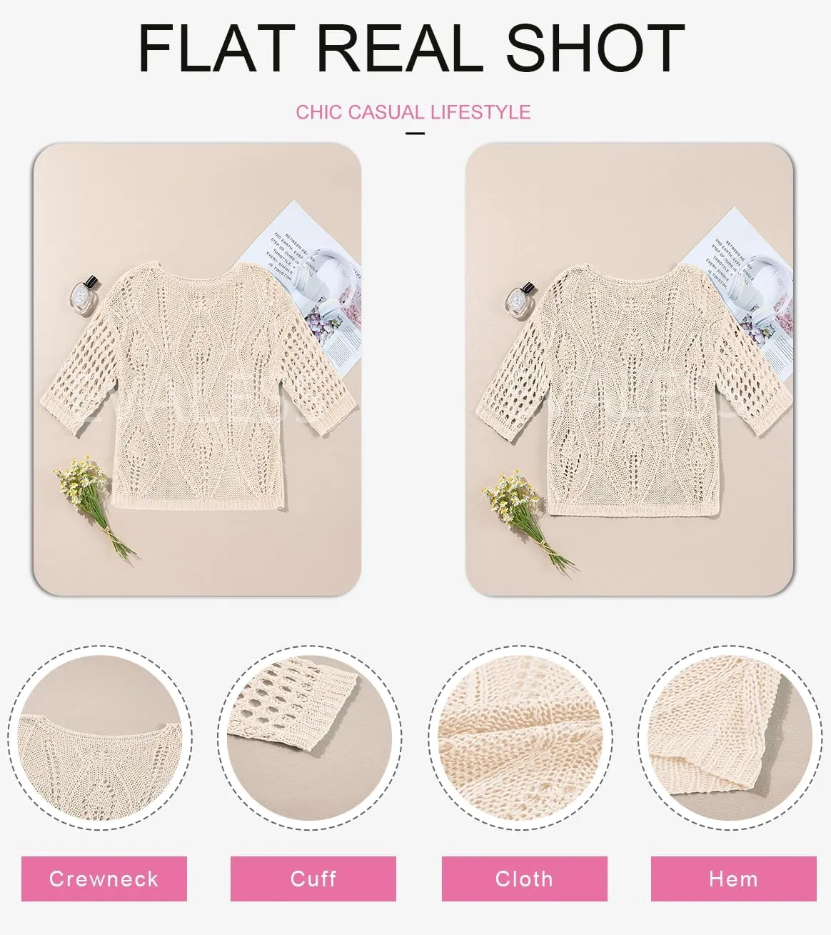 EVALESS Womens Crochet Hollow Out Knit Tops Half Sleeve Spring Summer Sweaters Beach Cover Ups for Women Trendy 2025
