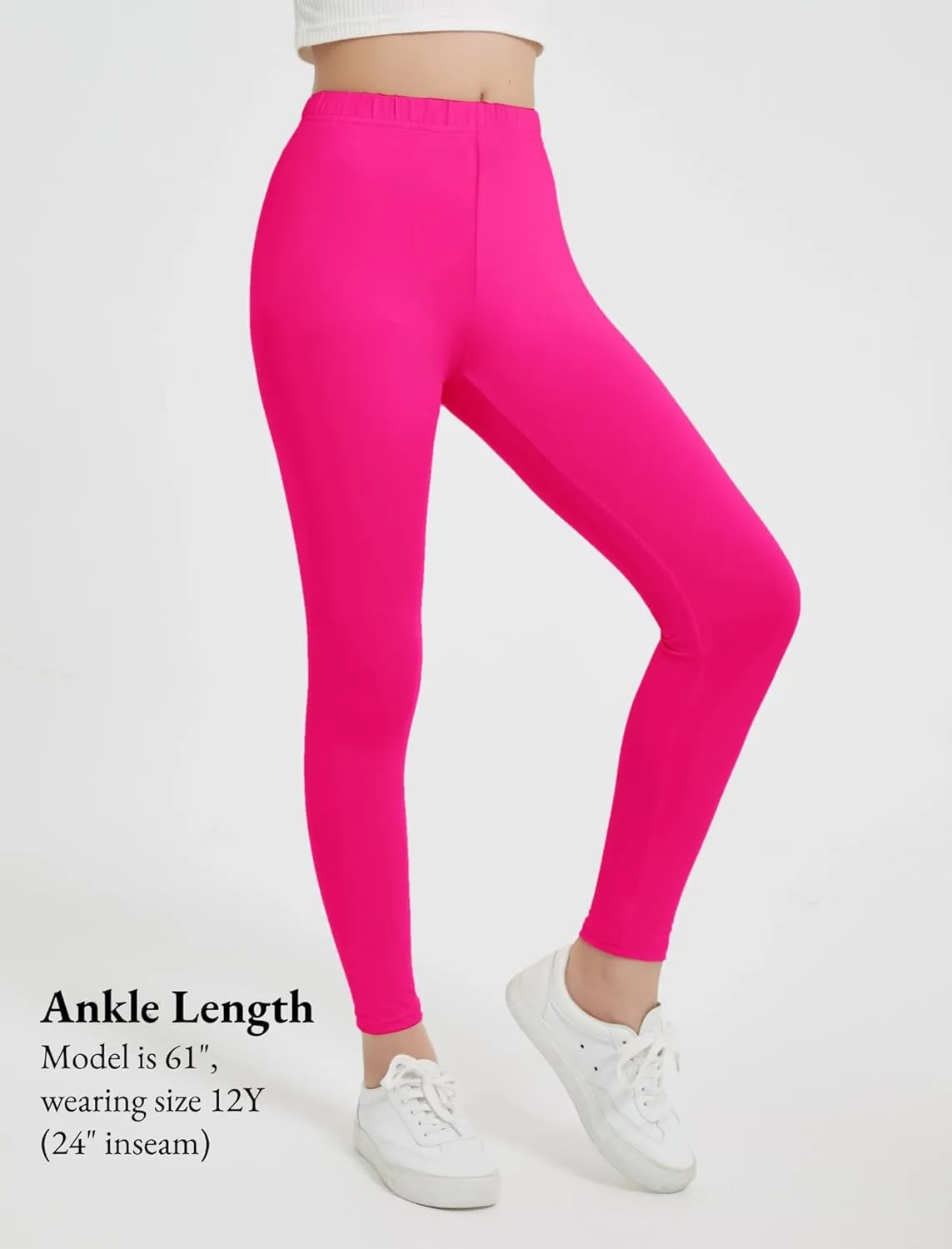 EXARUS Girls Leggings Skinny/Flare Yoga Pants Lightweight Flat/Crossover Waist Multipack Dance High Waisted Soft 6-14Y