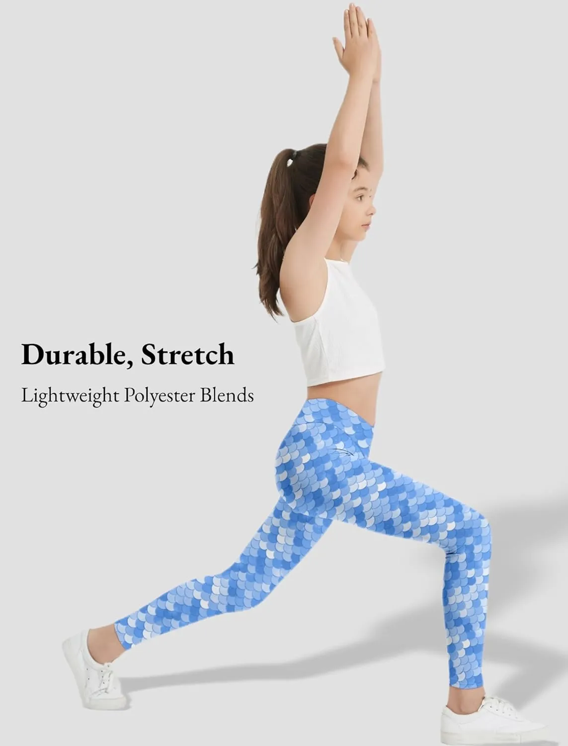 EXARUS Girls Leggings Skinny/Flare Yoga Pants Lightweight Flat/Crossover Waist Multipack Dance High Waisted Soft 6-14Y