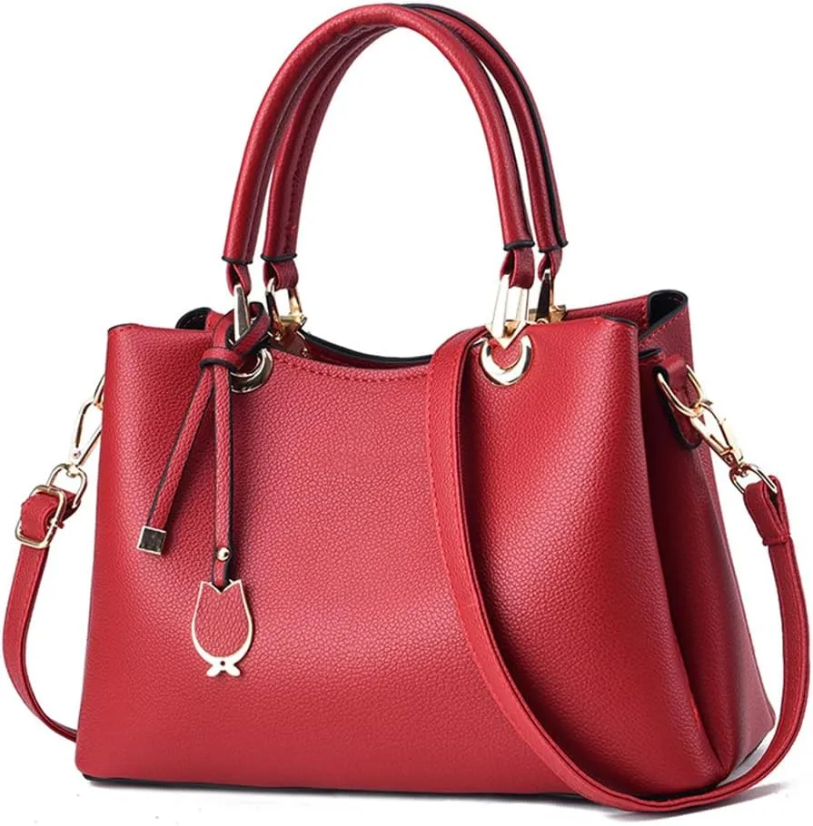 Fashion Vegan Leather Satchel Handbag for Women - Stylish Crossbody Bag & Top Handle Tote Purse