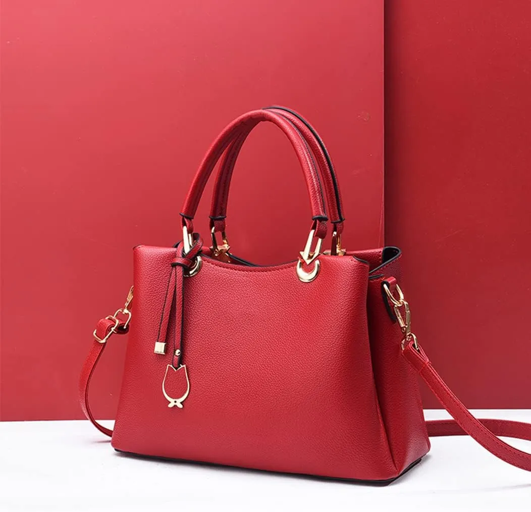 Fashion Vegan Leather Satchel Handbag for Women - Stylish Crossbody Bag & Top Handle Tote Purse