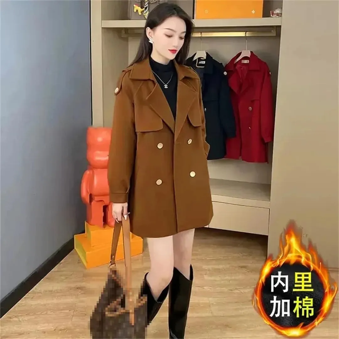 Female Windbreaker Cotton Padded Woolen Jackets Autumn Winter Overwear Loose Long Wool Coat