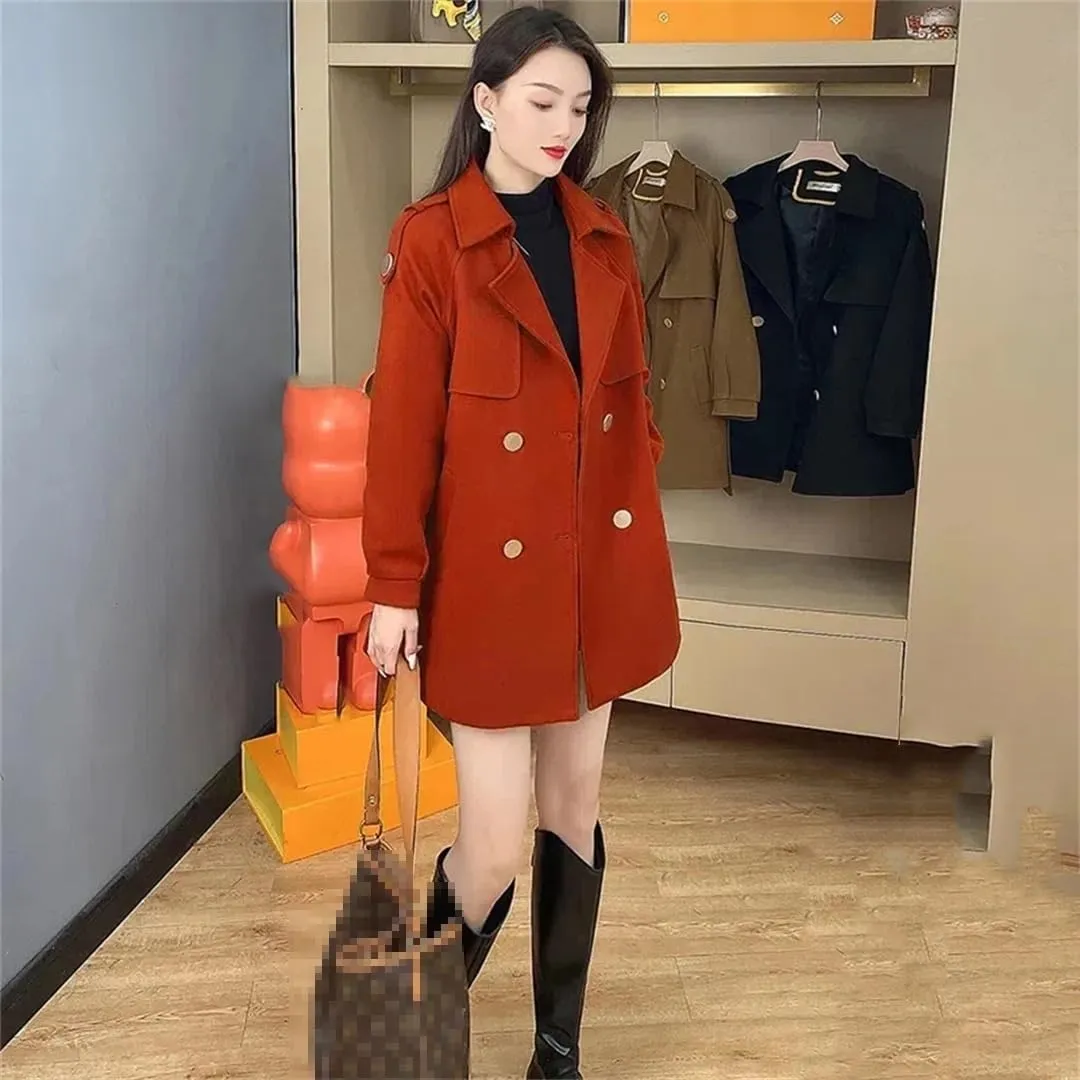 Female Windbreaker Cotton Padded Woolen Jackets Autumn Winter Overwear Loose Long Wool Coat