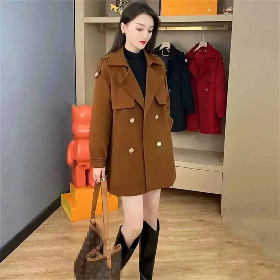 Female Windbreaker Cotton Padded Woolen Jackets Autumn Winter Overwear Loose Long Wool Coat
