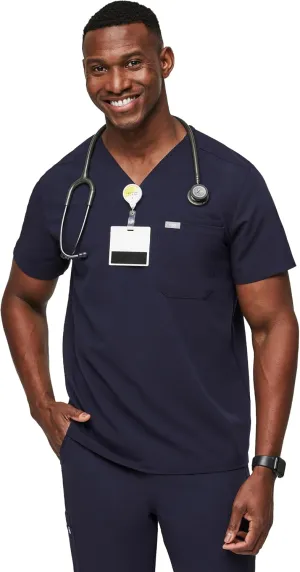 FIGS Leon Scrub Top for Men  3 Pockets, Tailored Fit, Modern V-Neck, 4-Way Stretch, Moisture-Wicking Men's Scrubs