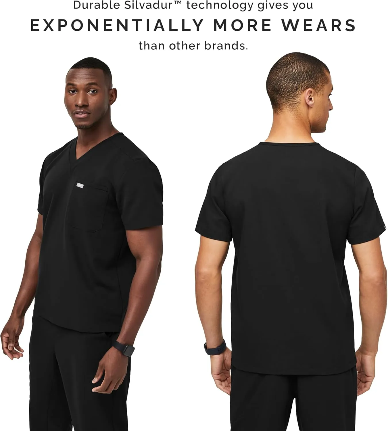 FIGS Leon Scrub Top for Men  3 Pockets, Tailored Fit, Modern V-Neck, 4-Way Stretch, Moisture-Wicking Men's Scrubs