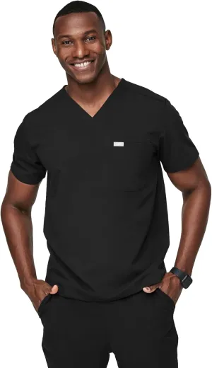FIGS Leon Scrub Top for Men  3 Pockets, Tailored Fit, Modern V-Neck, 4-Way Stretch, Moisture-Wicking Men's Scrubs