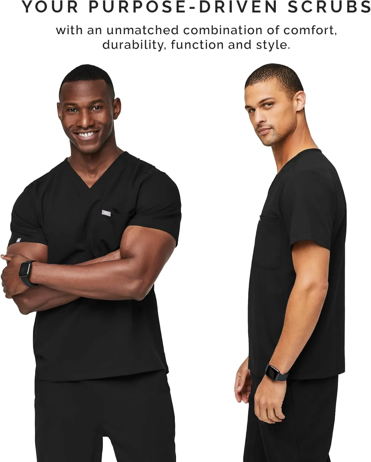 FIGS Leon Scrub Top for Men  3 Pockets, Tailored Fit, Modern V-Neck, 4-Way Stretch, Moisture-Wicking Men's Scrubs