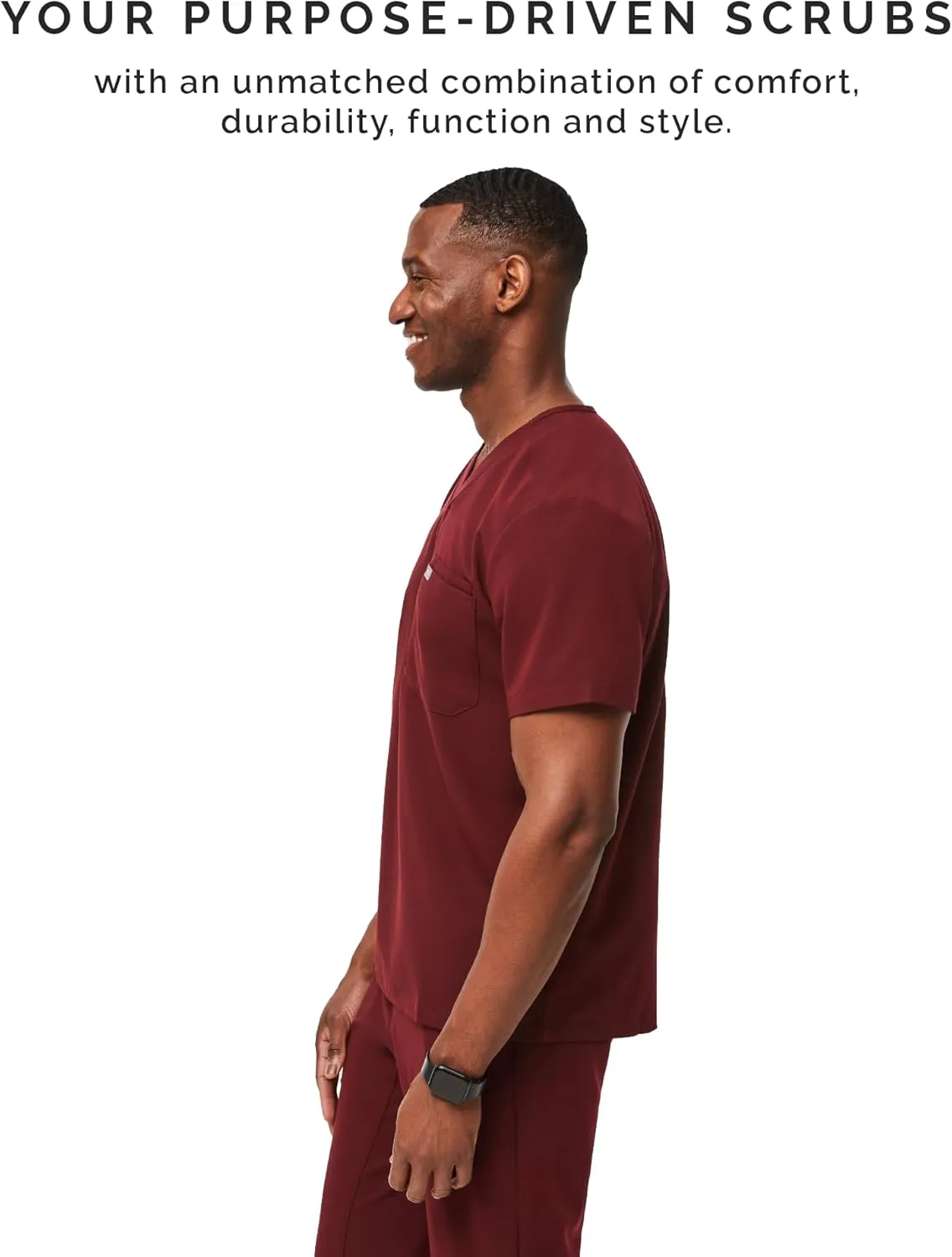 FIGS Leon Scrub Top for Men  3 Pockets, Tailored Fit, Modern V-Neck, 4-Way Stretch, Moisture-Wicking Men's Scrubs
