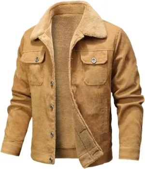 Fnfmrfmr Men's Winter Lapel Lamb Hair Thickened Denim Jacket Casual Tight Warm Cotton Padded Coat