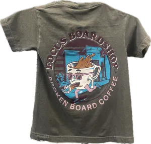 Focus Boardshop and Broken Board Coffee Collaboration Youth T-Shirt - Pepper Black