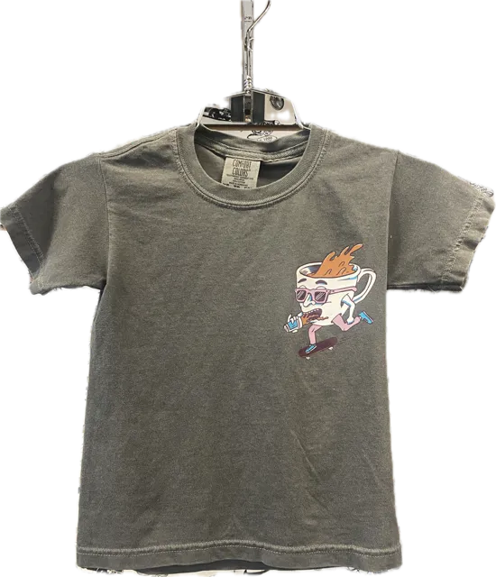 Focus Boardshop and Broken Board Coffee Collaboration Youth T-Shirt - Pepper Black