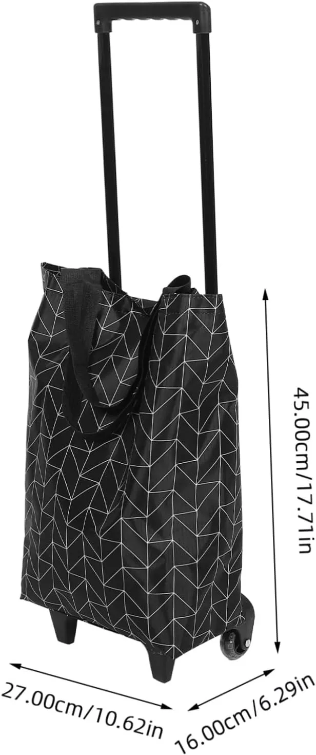 Folding Shopping Cart Stylish Utility Cart Shopping Bag Wheels for Heavy Loads