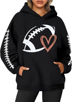 Football Mom Hoodie Women Long Sleeve Soccer Mom Sweatshirt Fall 2024 Sweatshirts Winter Outfits 2024 With Pockets