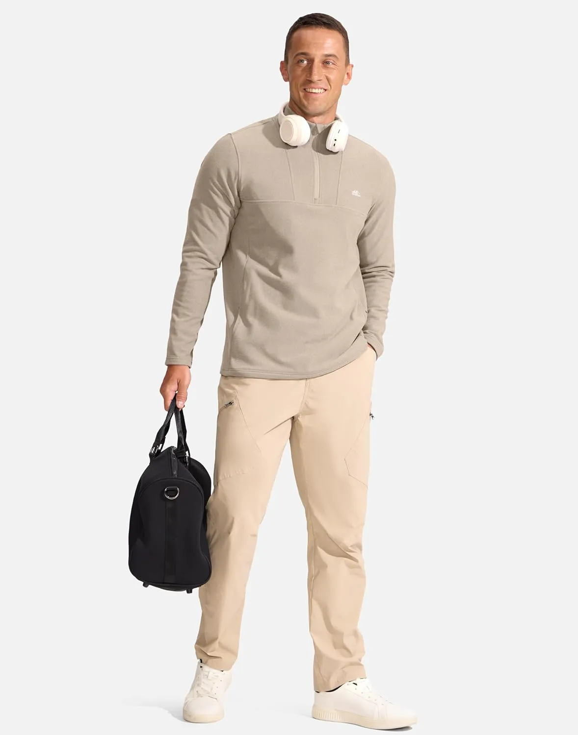 G Gradual Men's Quarter Zip Pullover with Zipper Pocket Fleece Lined Warm Sweater Golf Hiking Outdoor Lightweight Sweatshirt