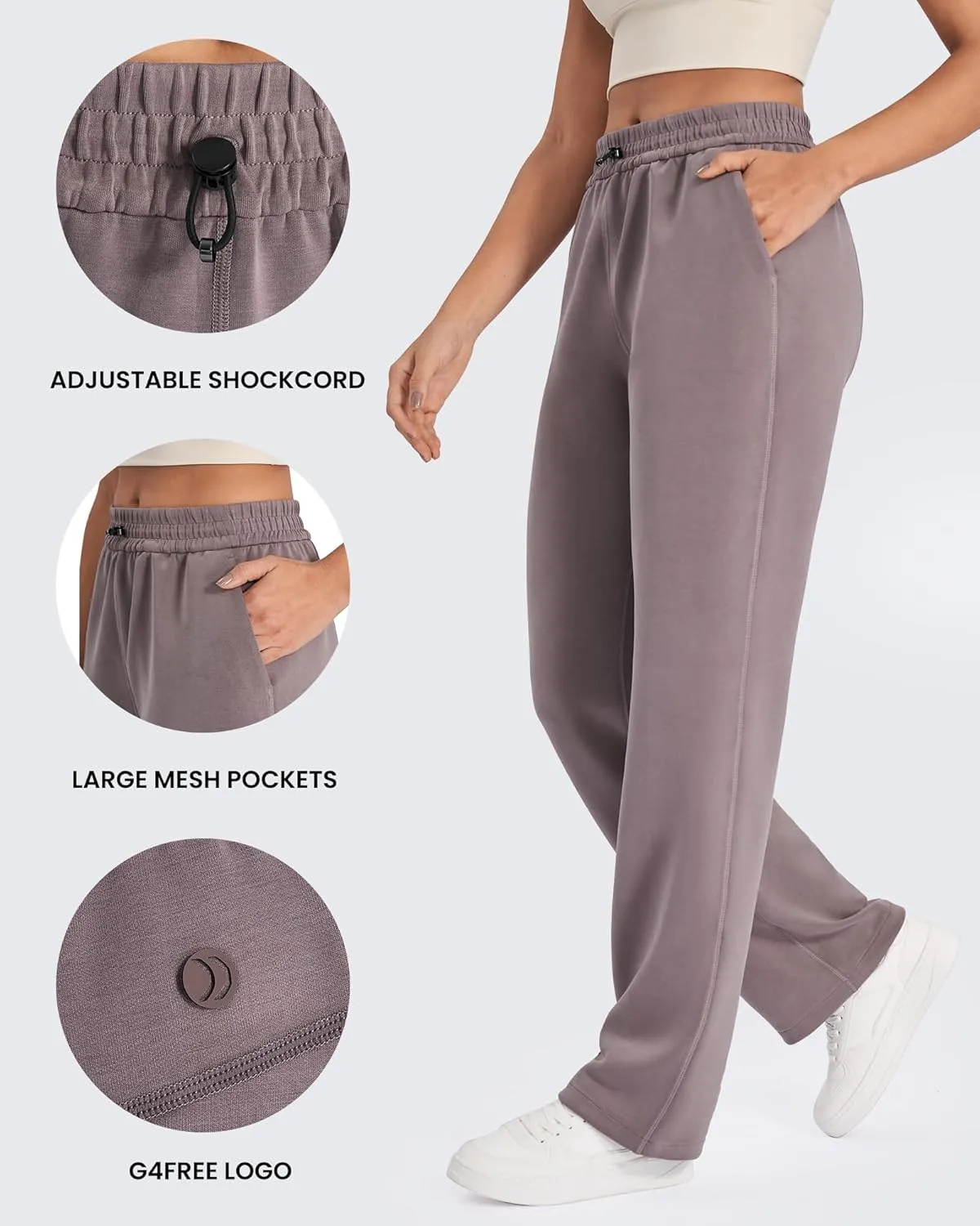 G4Free Smoofit Wide Leg Sweatpants Yoga Pants with Pockets Drawcord Casual Lounge Pants Modal Soft Petite/Regular/Tall