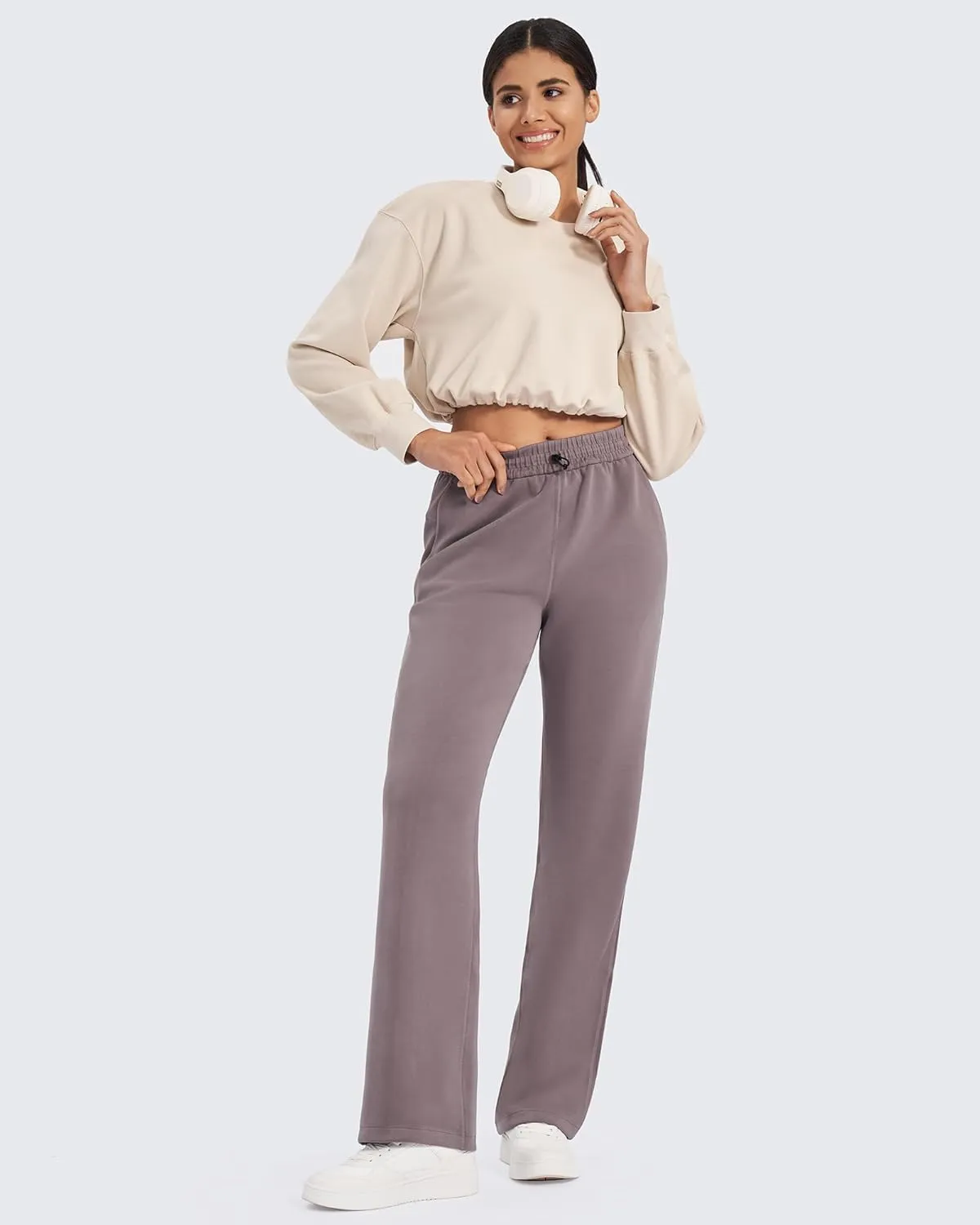 G4Free Smoofit Wide Leg Sweatpants Yoga Pants with Pockets Drawcord Casual Lounge Pants Modal Soft Petite/Regular/Tall