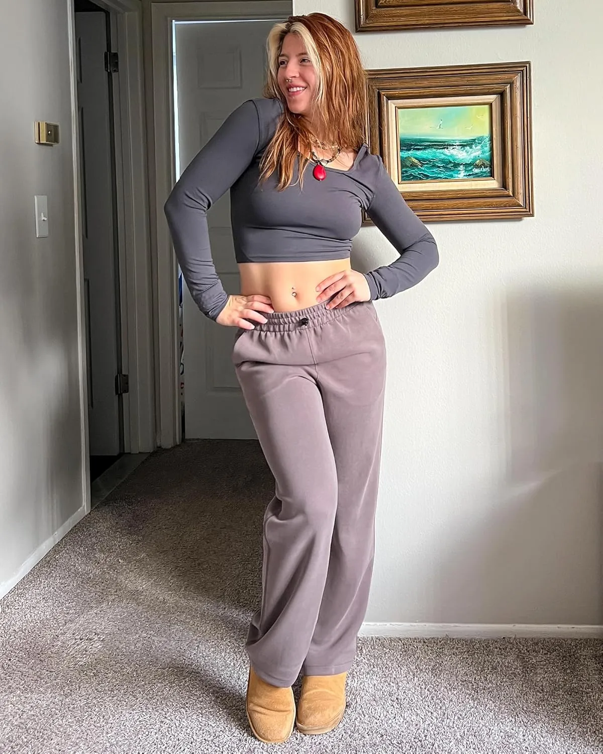 G4Free Smoofit Wide Leg Sweatpants Yoga Pants with Pockets Drawcord Casual Lounge Pants Modal Soft Petite/Regular/Tall