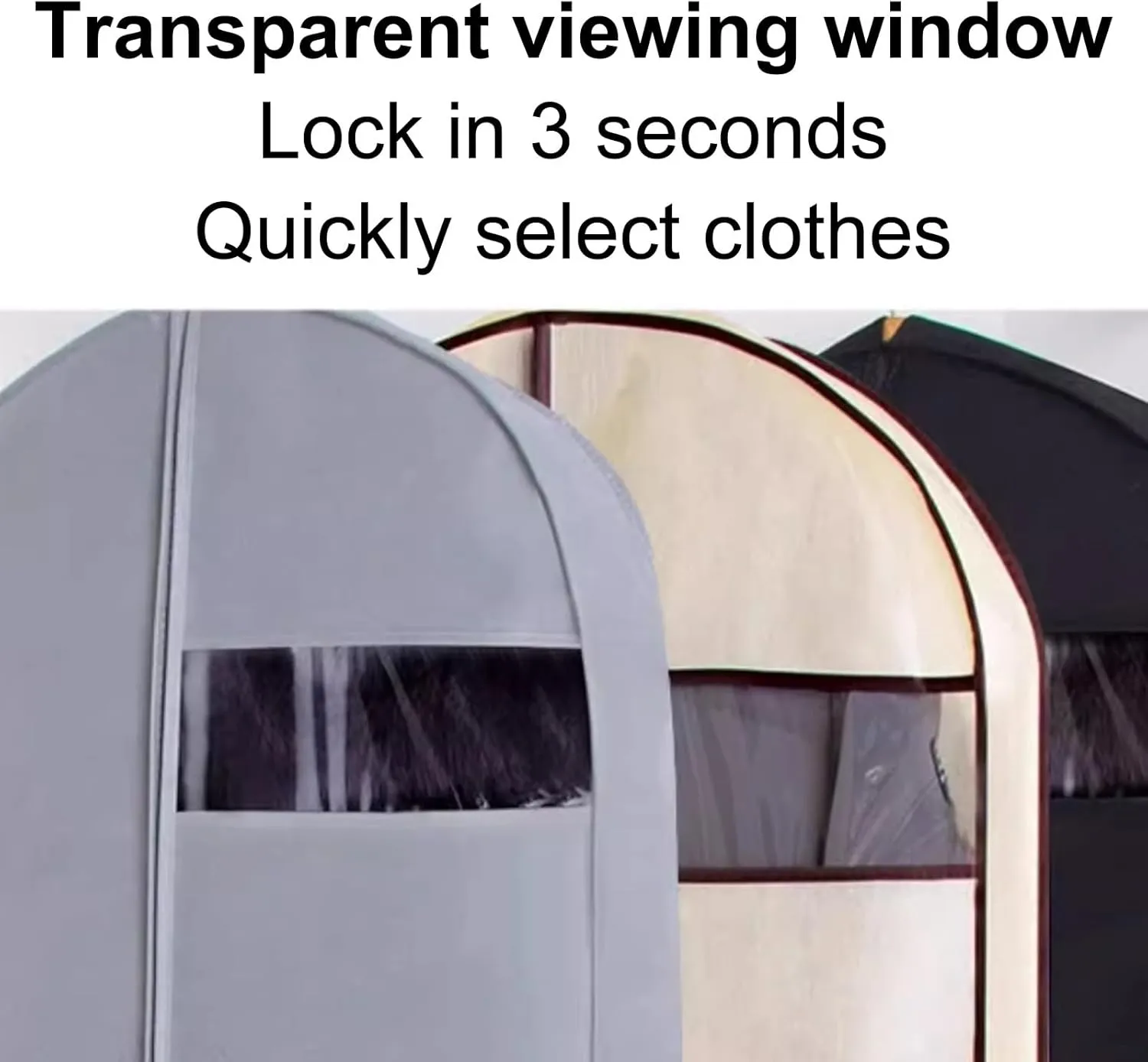 Garment Bags for Hanging Clothes, Garment Covers with Transparent Window, Suitable for Down Jackets, fur Coats, Thick Clothing(Gray,60x10x90cm/24x4inx35in)