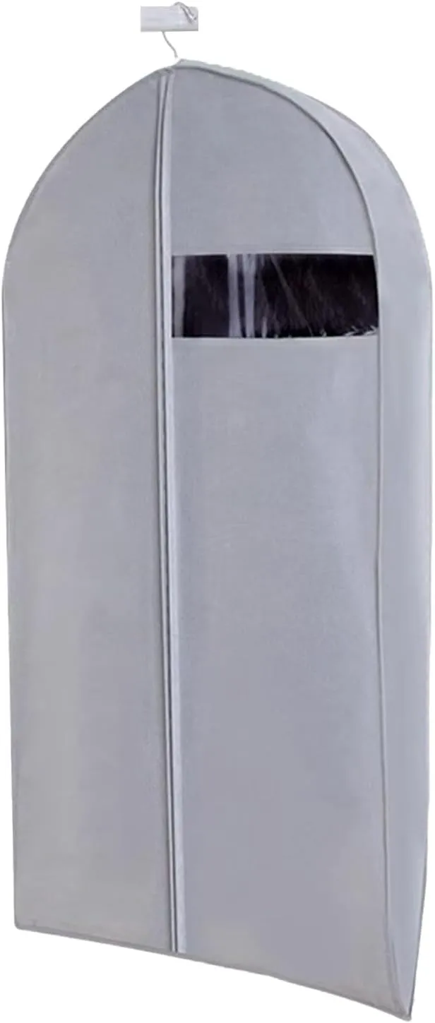 Garment Bags for Hanging Clothes, Garment Covers with Transparent Window, Suitable for Down Jackets, fur Coats, Thick Clothing(Gray,60x10x90cm/24x4inx35in)