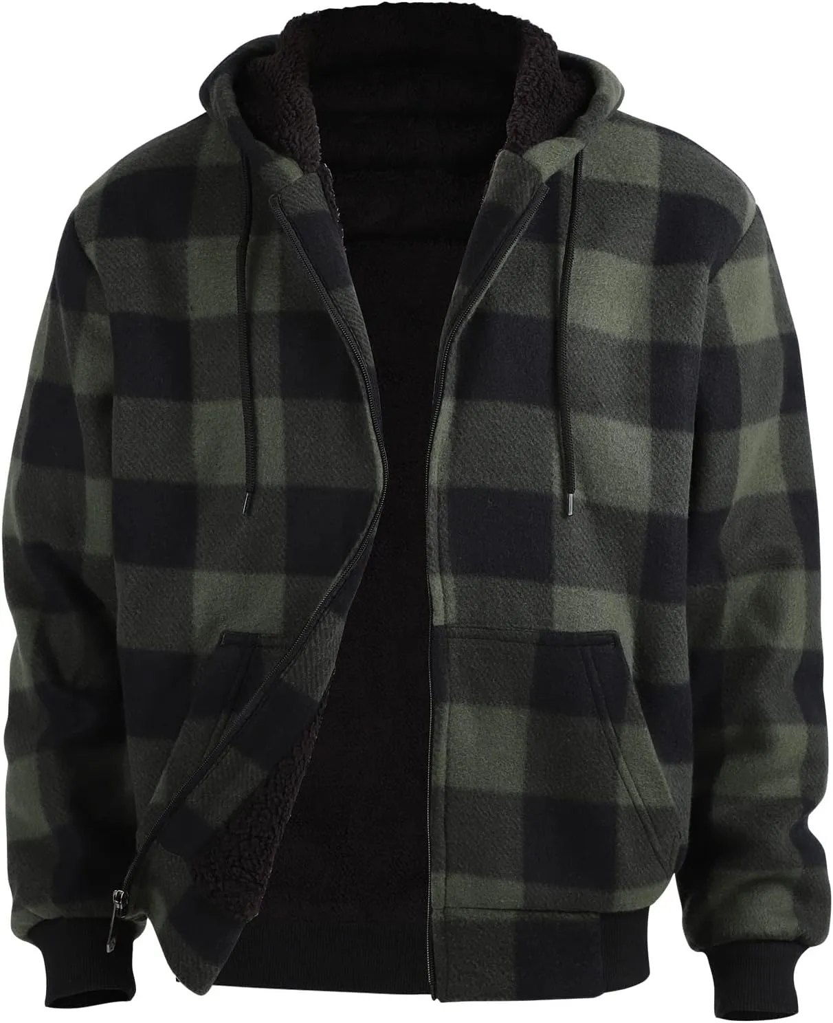 Gary Com Heavyweight Sherpa Hoodies for Men, Thick Fleece Lined Full Zip Up Winter Warm Sweatshirts Work Jackets