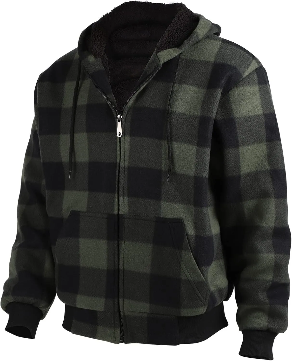 Gary Com Heavyweight Sherpa Hoodies for Men, Thick Fleece Lined Full Zip Up Winter Warm Sweatshirts Work Jackets