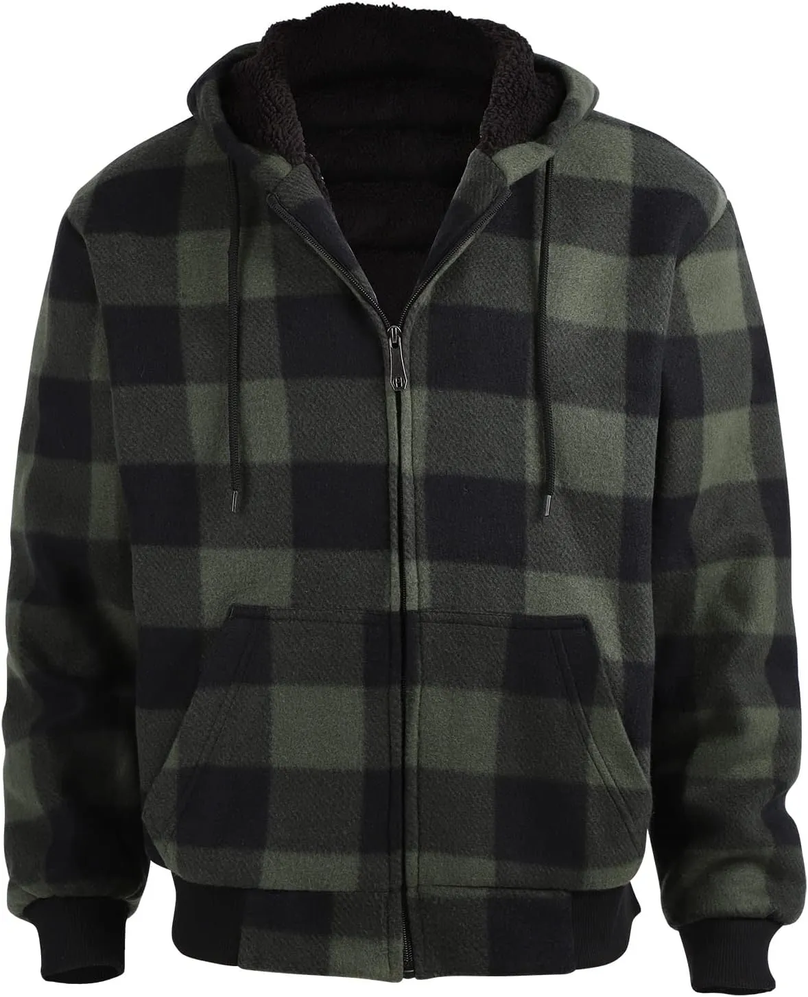 Gary Com Heavyweight Sherpa Hoodies for Men, Thick Fleece Lined Full Zip Up Winter Warm Sweatshirts Work Jackets