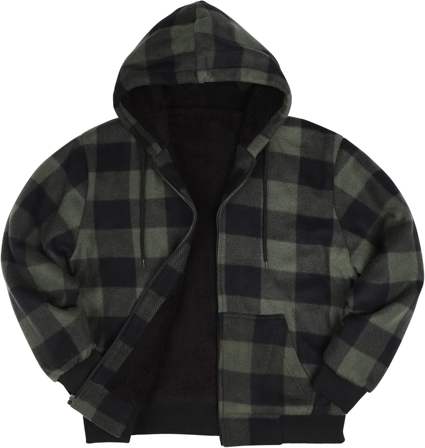 Gary Com Heavyweight Sherpa Hoodies for Men, Thick Fleece Lined Full Zip Up Winter Warm Sweatshirts Work Jackets