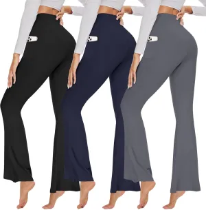 GAYHAY 3 Pack Leggings with Pockets for Women - High Waisted Tummy Control Soft Workout Gym Black Yoga Pants