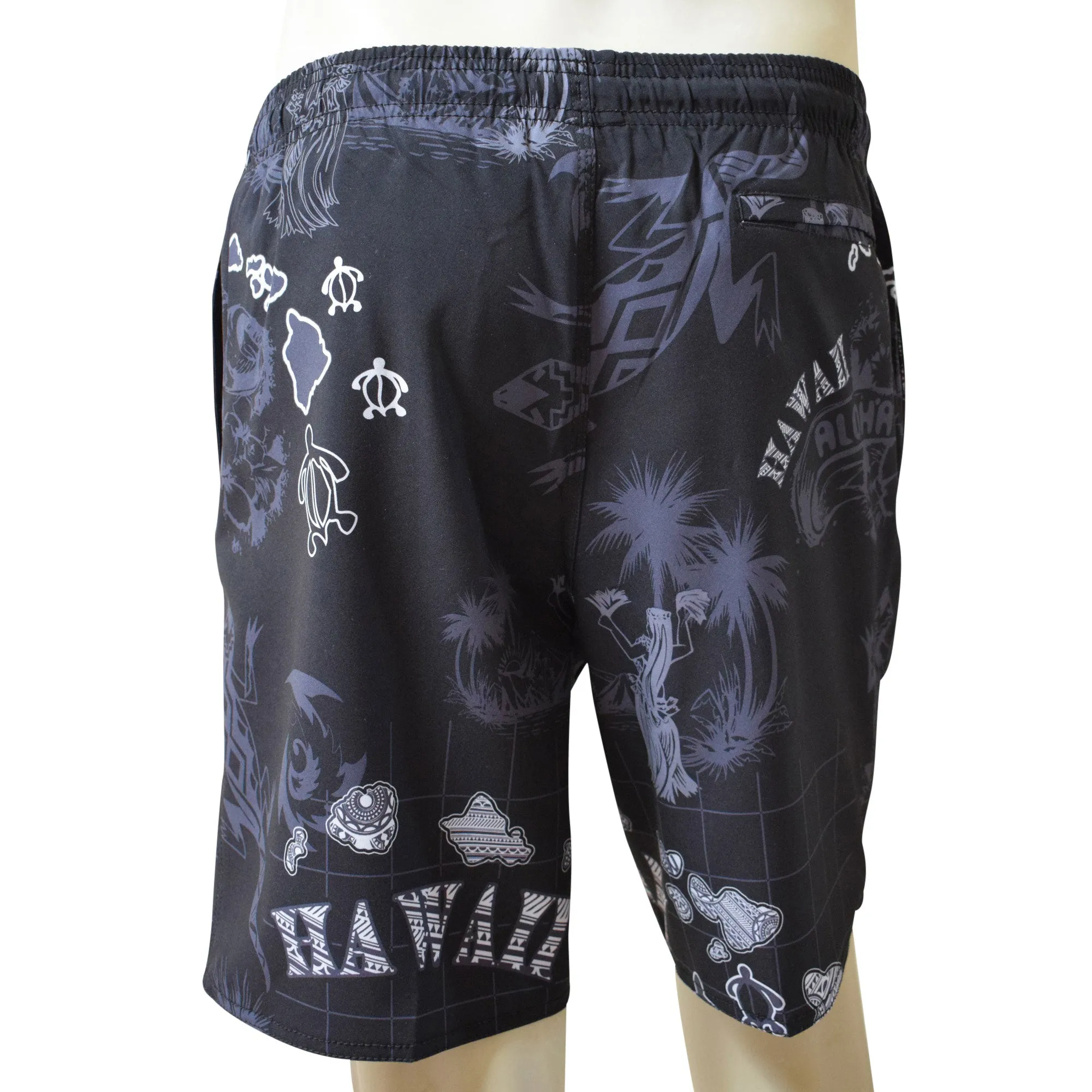 Gecko Men's Elastic Shorts with Pockets, Quick Dry Board Shorts, Beach Shorts, Swim Trunks, Sportwear