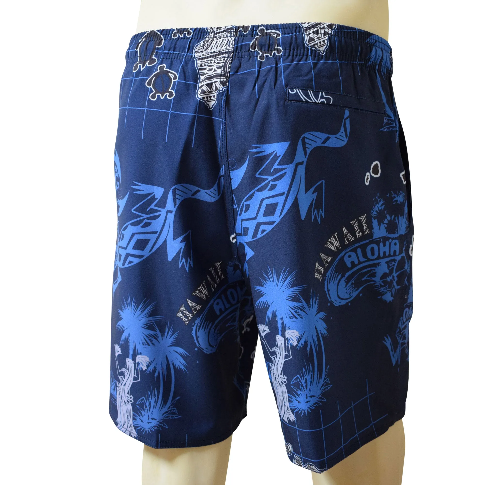 Gecko Men's Elastic Shorts with Pockets, Quick Dry Board Shorts, Beach Shorts, Swim Trunks, Sportwear