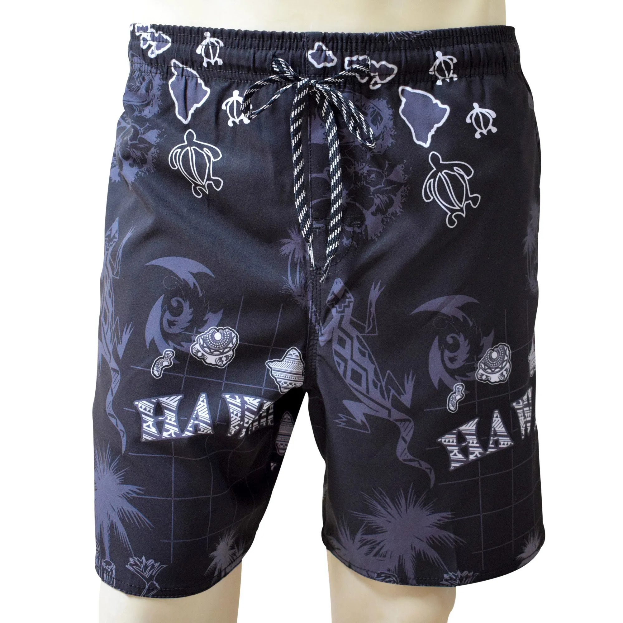 Gecko Men's Elastic Shorts with Pockets, Quick Dry Board Shorts, Beach Shorts, Swim Trunks, Sportwear