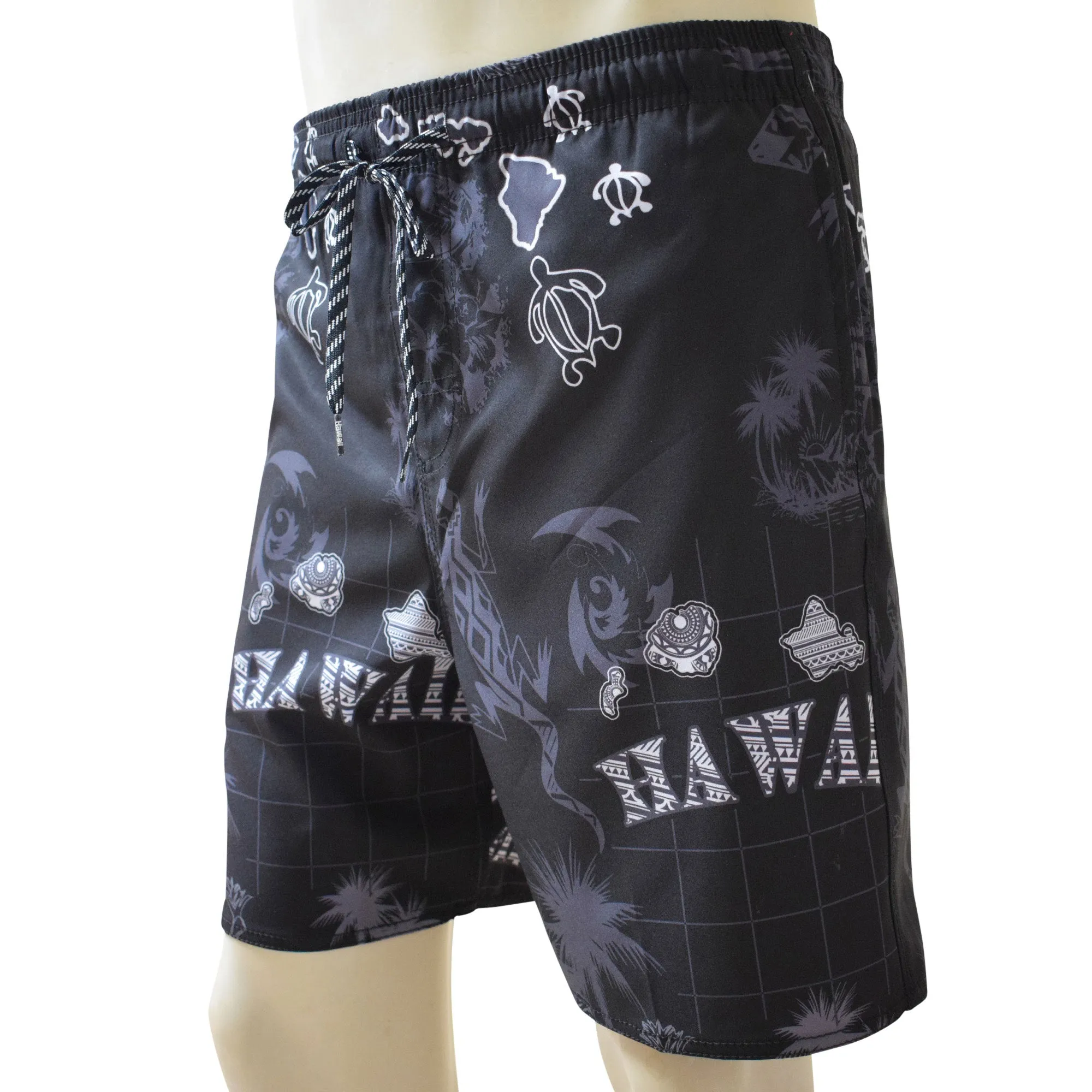 Gecko Men's Elastic Shorts with Pockets, Quick Dry Board Shorts, Beach Shorts, Swim Trunks, Sportwear