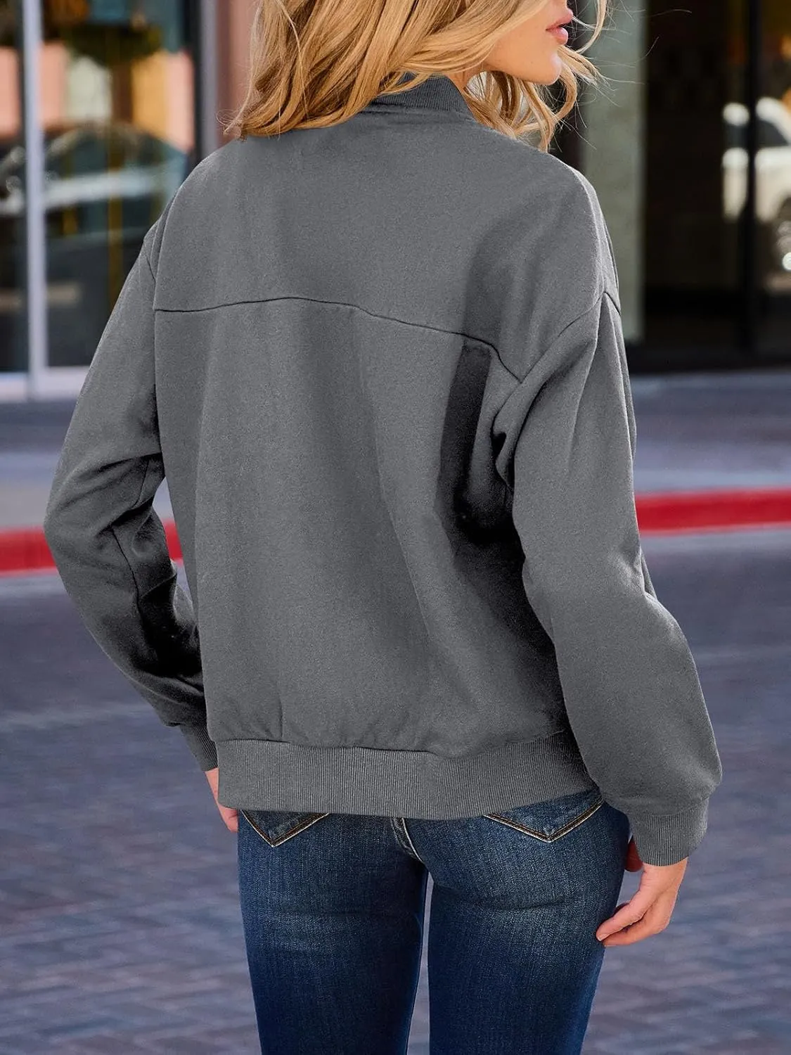 GeGekoko Womens Zip Up Sweatshirts Jackets Long Sleeve Casual Loose Outwear with Pockets