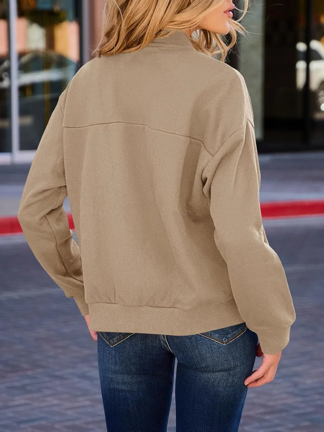 GeGekoko Womens Zip Up Sweatshirts Jackets Long Sleeve Casual Loose Outwear with Pockets