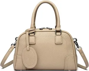 Genuine Leather Handbags for Women - Stylish Top Handle Satchel Tote & Crossbody Bag in Khaki