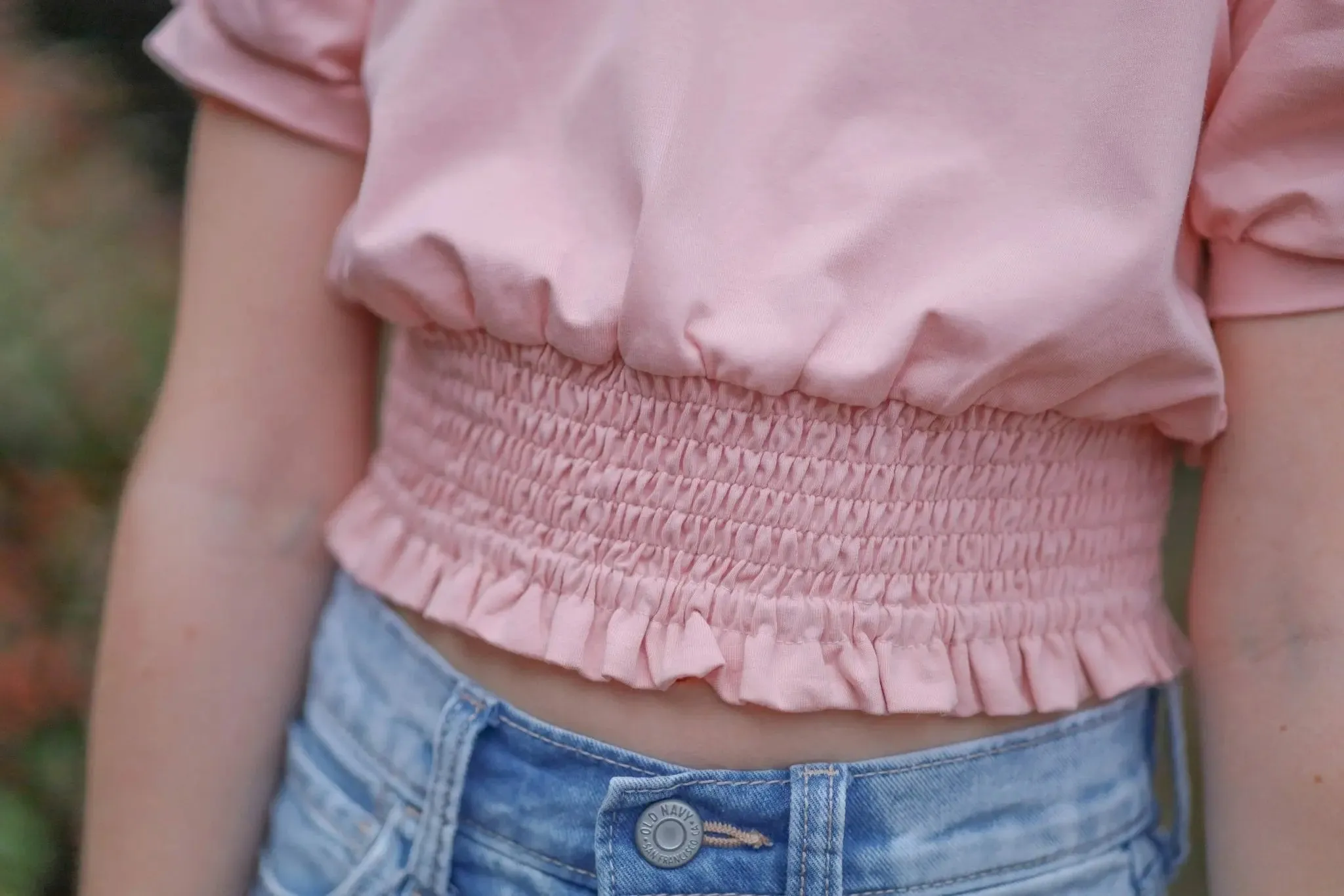 Girl on the Go Blush Puff Sleeve Meet and Greet Smocked Waist Shirt