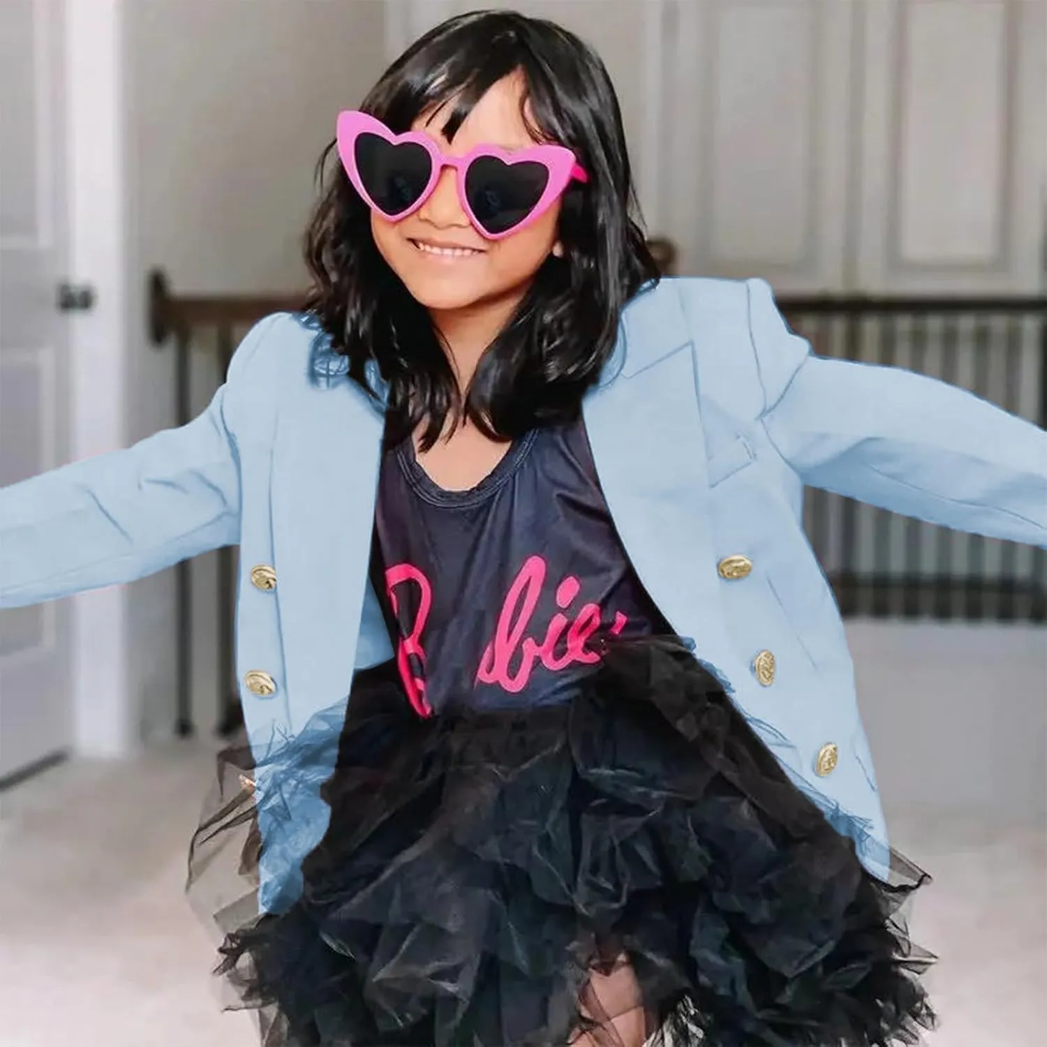 Girls Blazer Jacket Double Breasted Button Down Long Sleeves Blazers School Jackets