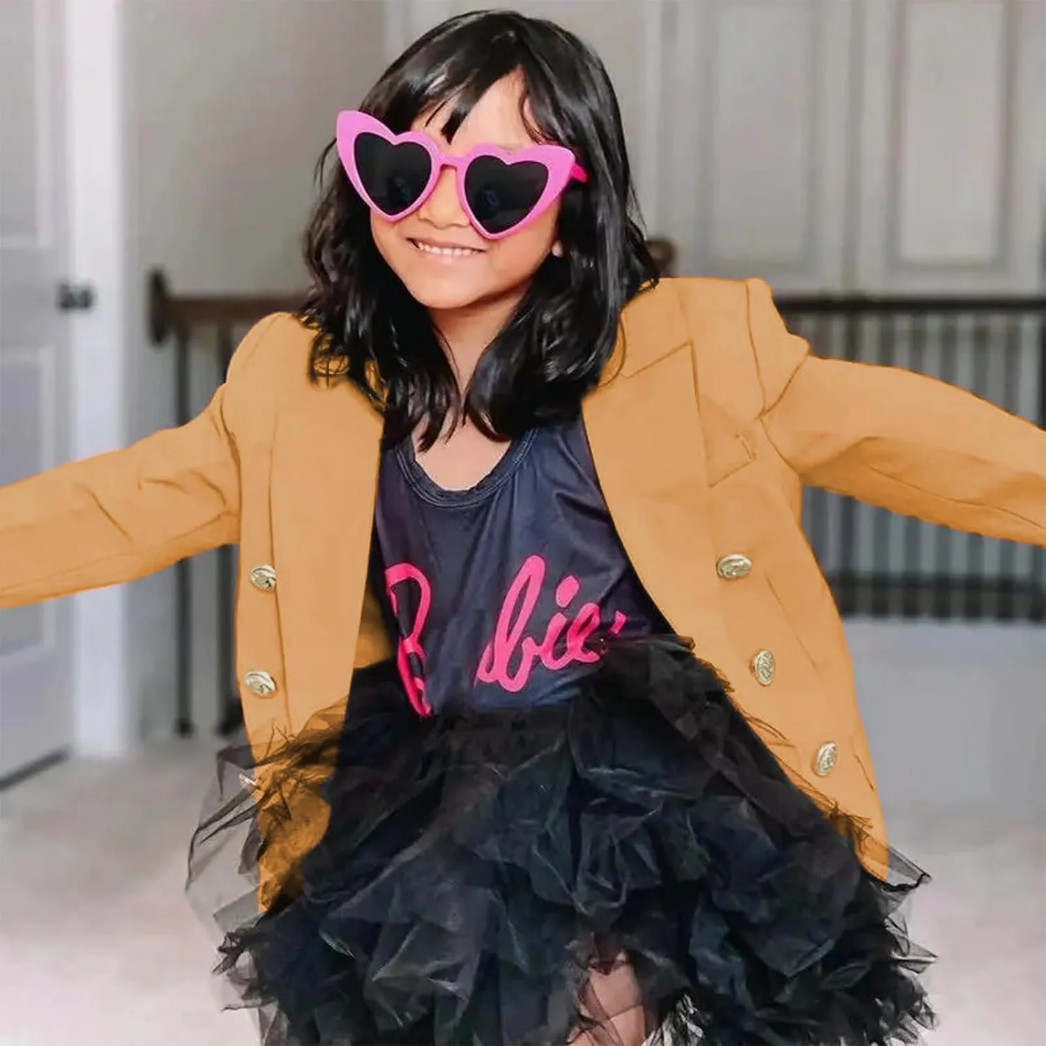 Girls Blazer Jacket Double Breasted Button Down Long Sleeves Blazers School Jackets