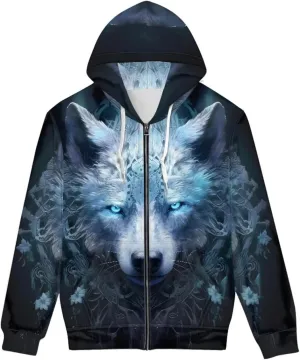 GLUDEAR Unisex Realistic 3D Digital Print Full Zip Hoodie Jackets Hooded Sweatshirt