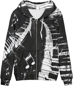 GLUDEAR Women Novelty Graphic Print Zip Up Hoodies Long Sleeve Hooded Sweatshirts Oversized Casual Jackets with Pocket XS-5XL