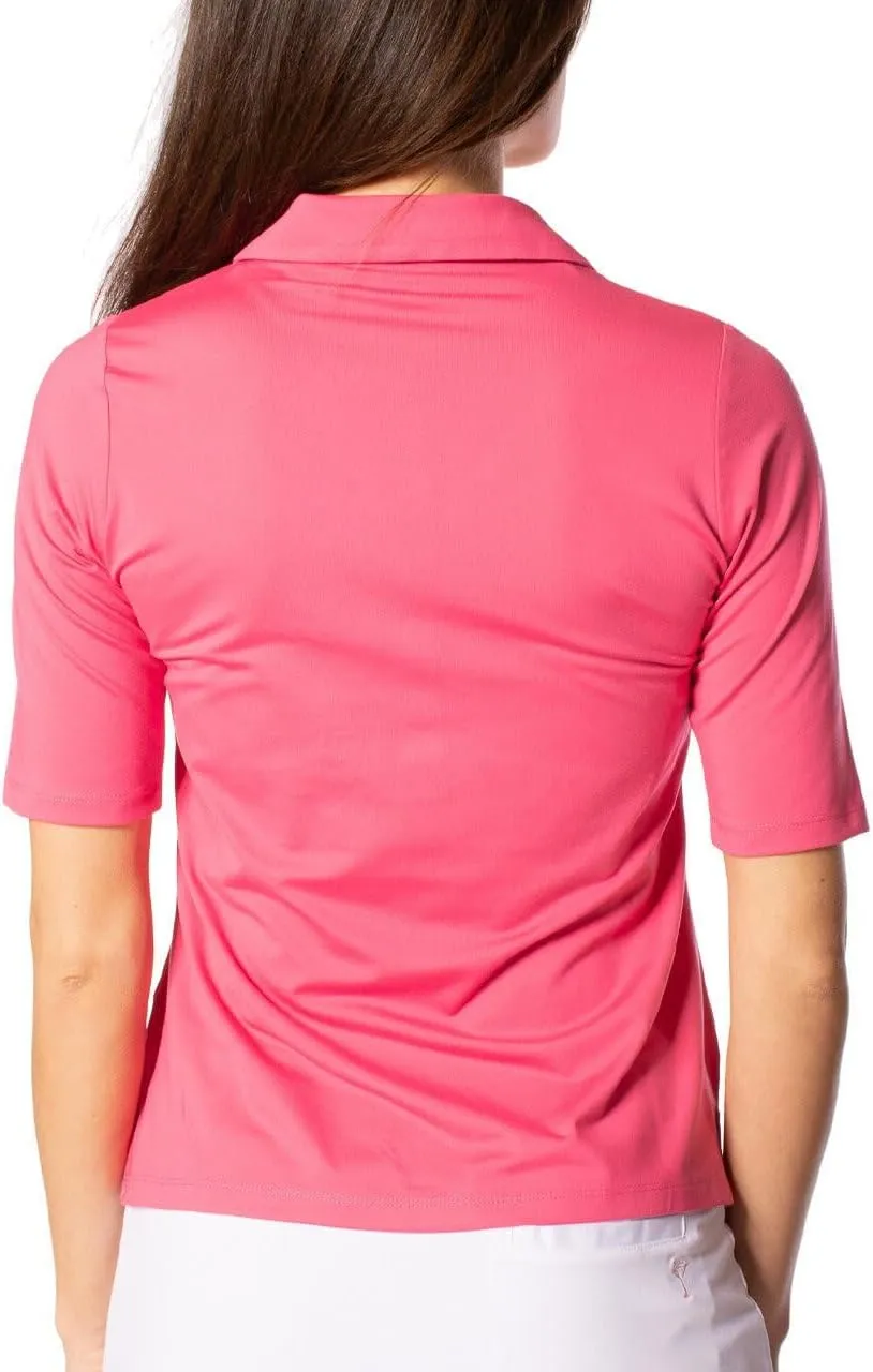 GOLFTINI Women's Elbow Sleeve Golf Polo - Stretch, UPF 30 , Moisture-Wicking - Sport Shirt for Golf, Tennis & Pickleball