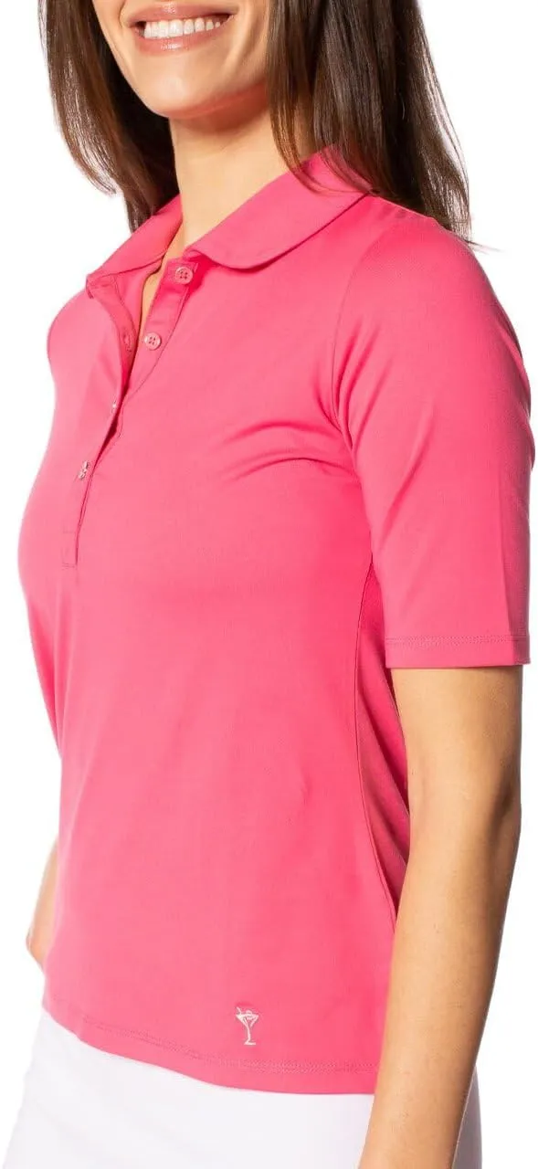 GOLFTINI Women's Elbow Sleeve Golf Polo - Stretch, UPF 30 , Moisture-Wicking - Sport Shirt for Golf, Tennis & Pickleball