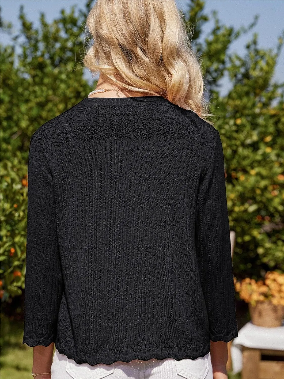 GRACE KARIN Women's 3/4 Sleeve Cropped Cardigan Elegant Open Front Sweater Cardigan Lightweight Bolero Shrug S-2XL