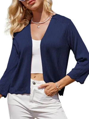GRACE KARIN Women's 3/4 Sleeve Cropped Cardigan Elegant Open Front Sweater Cardigan Lightweight Bolero Shrug S-2XL