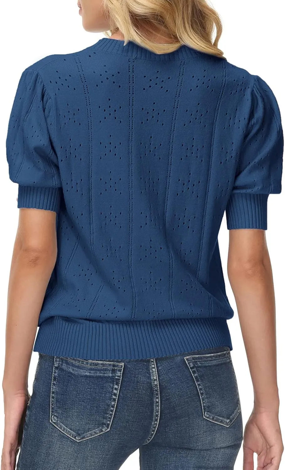 GRACE KARIN Womens Lightweight Thin Summer Pullover Sweater Cute Puff Short Sleeve Tops Pullover Shirt Knit Blouse